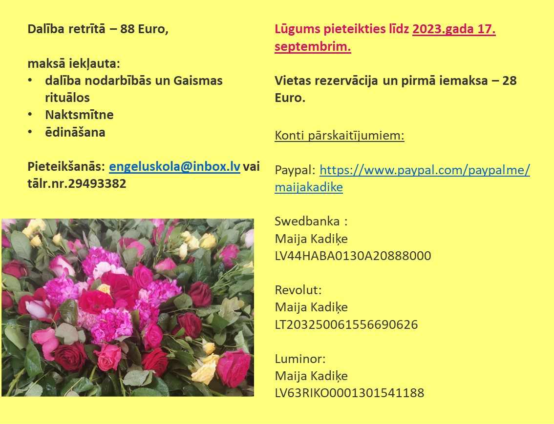 23.-24. septembris Rudens saulgriežu notikuma programma Spēka vietā, divu upju satekā viesu namā “Satekas”