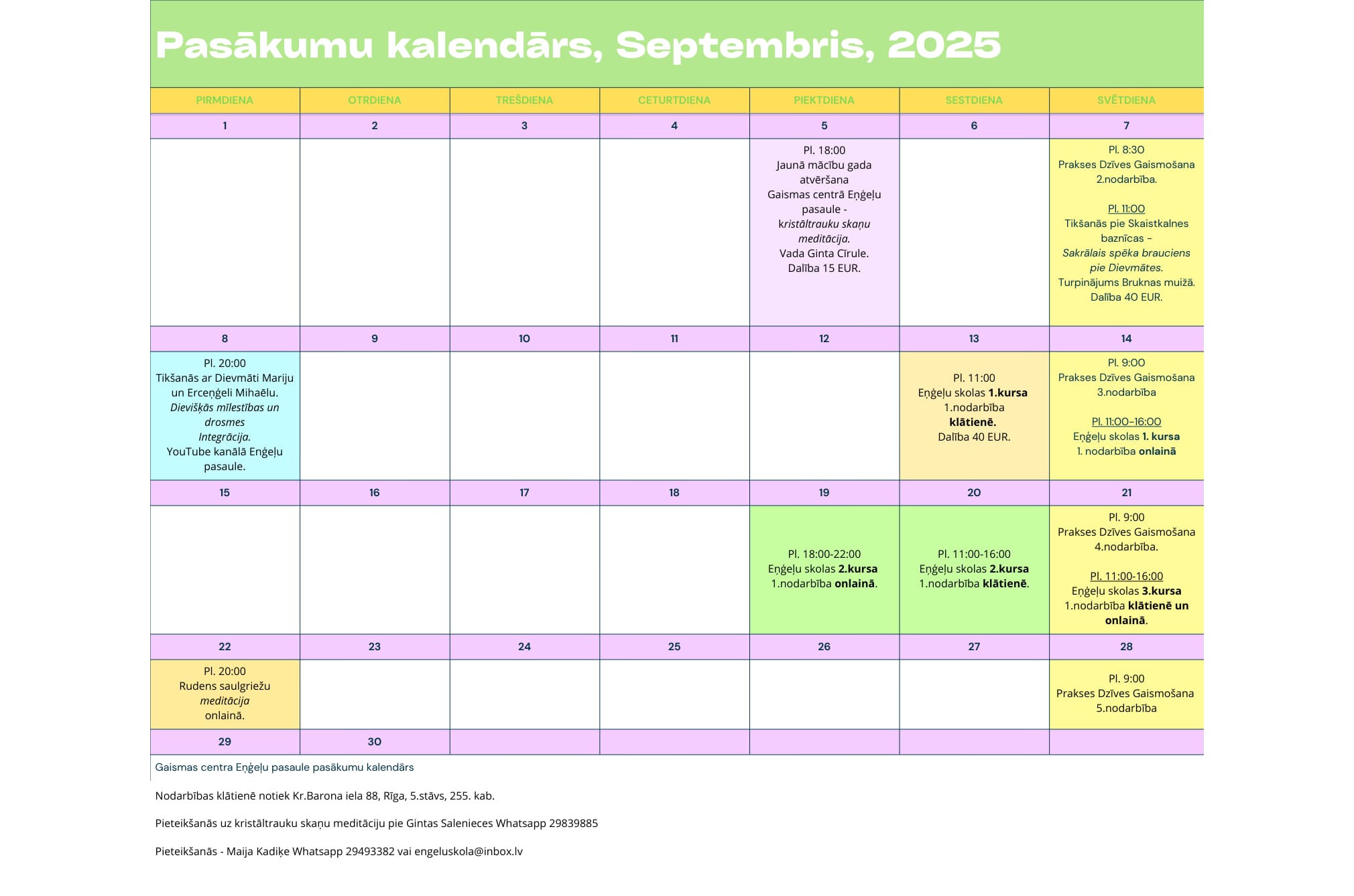 Septembra nodarbības!